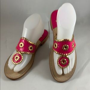 Jack Rogers Leather Pink Gold Sandals Size 7